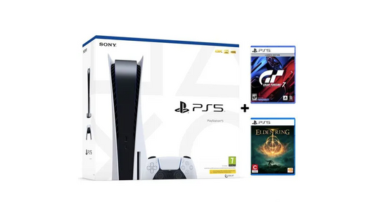 Sony - Playstation 5 - 1 TO - Bundle - Blanc - Elden Ring + Gran Turismo 7